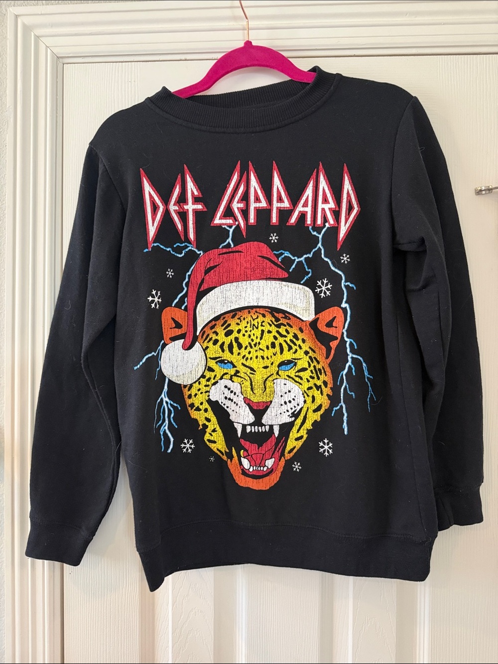 Def Leppard Crewneck Sweatshirt - Santa Themed, Women’s Medium
